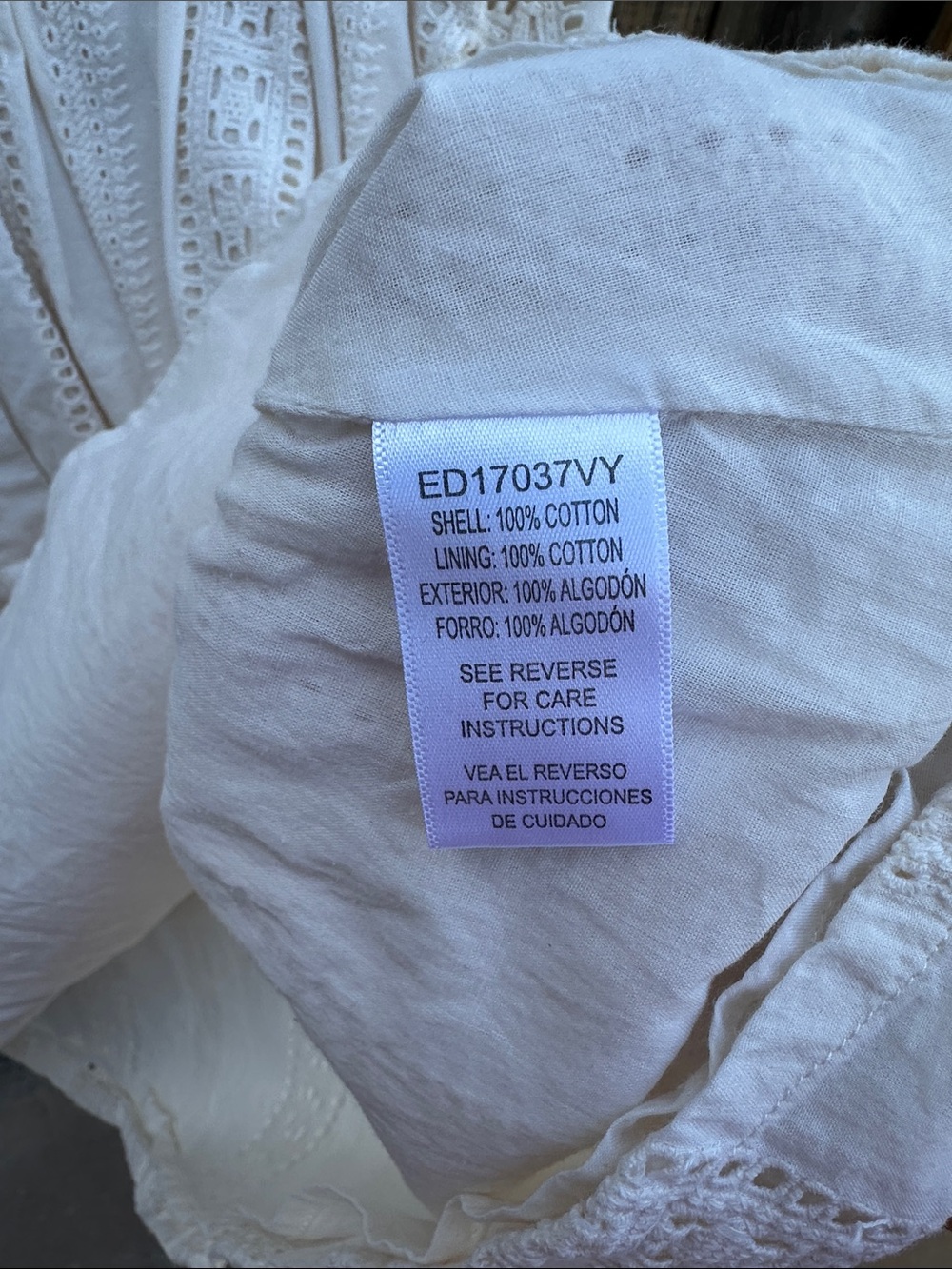En Crème White Button-Front Eyelet Dress - Picture 3 of 4